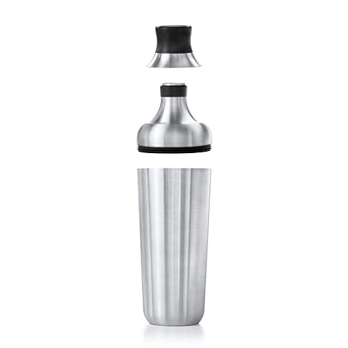 OXO Steel Cocktail Shaker with Strainer - 24 oz, Leak-Proof, Includes Jigger, Barware