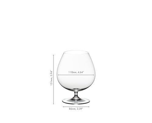 Riedel Vinum Brandy Glass Set of 2 - Dishwasher Safe Brown, Classic Balloon Shape