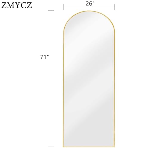 71"x26" Arched Full Length Mirror – Standing Floor Mirror with Gold Frame