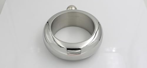 CNFLASK Silver 3.5oz Mirror Polished Stainless Steel Bracelet Flask with Funnel