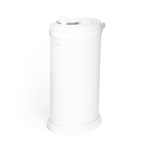 Ubbi Steel Odor-Locking Diaper Pail - White Nursery Essential