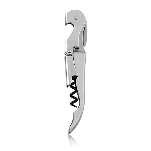 TRUE Metallic Silver Double Hinged Waiter's Corkscrew & Bottle Opener