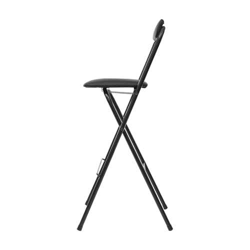 Folding Counter Height Bar Stool, 29.5-inch Padded Portable Chair, Black