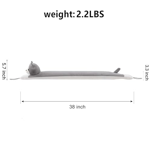 38-Inch Weighted Door Draft Stopper - Gray Cat Air & Noise Blocker