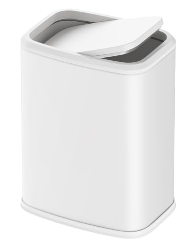 Small Bathroom Trash Can with Swing Lid, 2.1 Gallon Stainless Steel Garbage Can