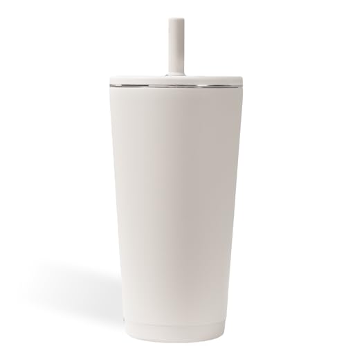 Ceramic-Lined Vacuum Insulated Travel Tumbler with Straw - 20 oz, Linen