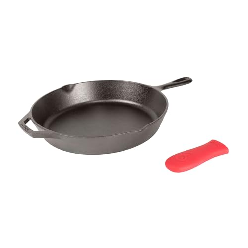 12-Inch Pre-Seasoned Cast Iron Skillet with Silicone Handle Holder