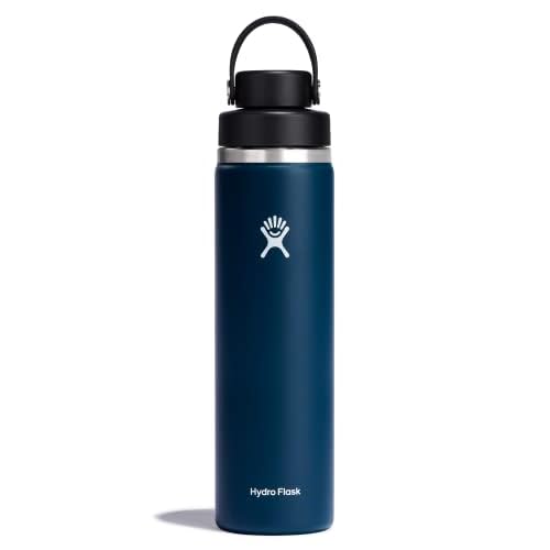 Hydro Flask Water Bottle - Insulated Stainless Steel - Wide Mouth Flex Chug Lid, Non Spill, Leakproof in 24 Oz Indigo Blue