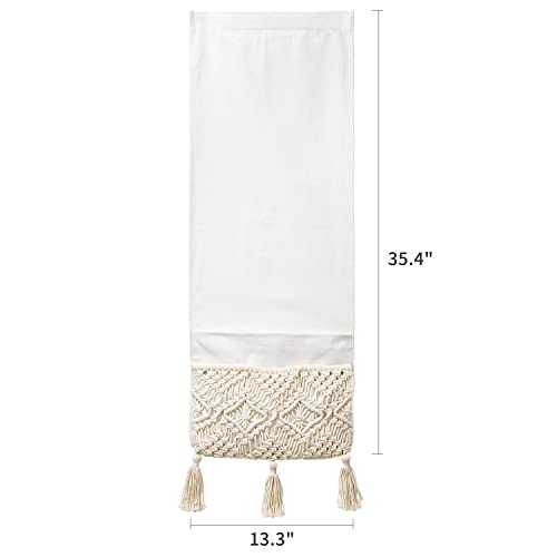 Macrame Armchair Caddy, Boho Couch Armrest Organizer with 4 Pockets