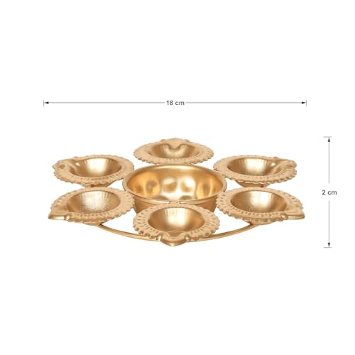 Handcrafted Decorative Urli Bowl with Diya - Small Metal Floating Flower Bowl for Home Decor