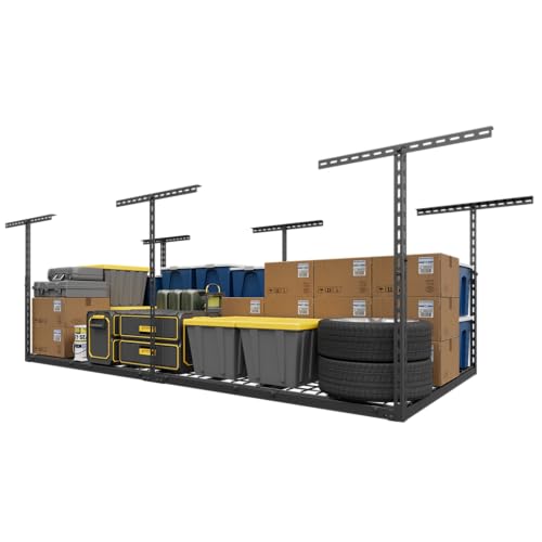 4x8ft Overhead Garage Storage Rack 750Lbs Ceiling Mount Shelf
