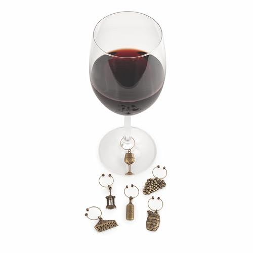 Vineyard Twine Antiqued Farmhouse Wine Charms & Drink Markers - 6 Pack