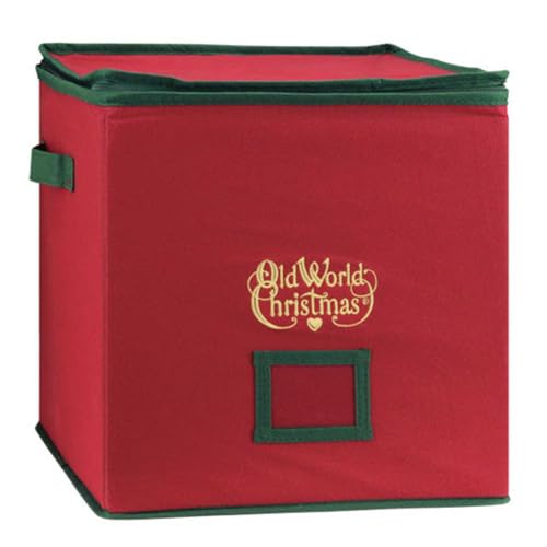 Old World Christmas Ornament Storage Box with 4 Adjustable Trays — Collapsible Organizer for Collectible Christmas Ornaments