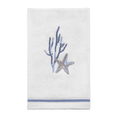 Coastal Fingertip Towel, 100% Cotton Embroidered Seaside Design