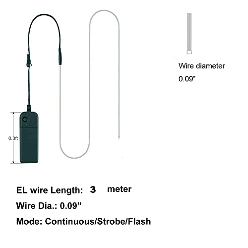3m Flexible Yellow EL Wire Neon Light Strip with Battery Powered Controller