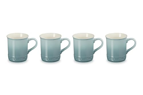 Le Creuset Vancouver Mug Set of 4 - 14 oz Sea Salt Stoneware, Heat-Resistant Coffee Cups