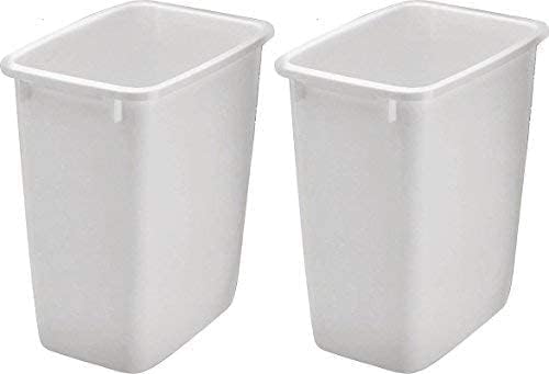 36-Quart Open Top Plastic Wastebasket White Trash Can 2-Pack