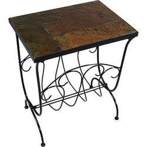 Zhongma End Table with Magazine Rack with Slate Table Top, Solid Real Stone, Side Table, Accent Table