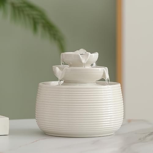 Mini Ceramic Tabletop Water Fountain - Quiet Desktop Waterfall Feature