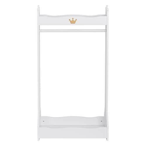 Kids Dress Up Costume Closet with Hanging Rack and Storage Shelves, White