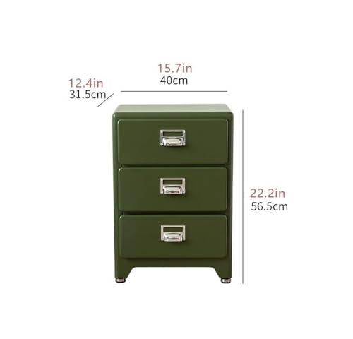 3-Drawer Nightstand, Minimalist Bedside Table in Light Green