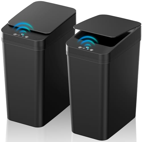 2 Pack Touchless Bathroom Trash Can 2.2 Gallon Smart Motion Sensor Bin