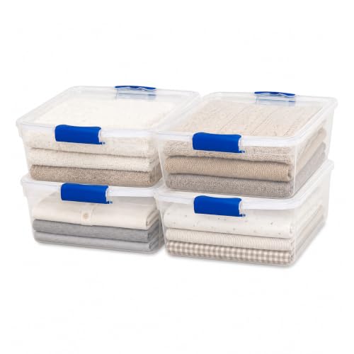 Clear Plastic Storage Bins with Latching Lids 15.5 Qt 4 Pack