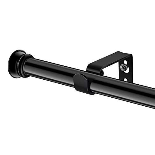 Adjustable Black Curtain Rod 30 to 45 Inch, 5/8 Inch Stainless Steel Set