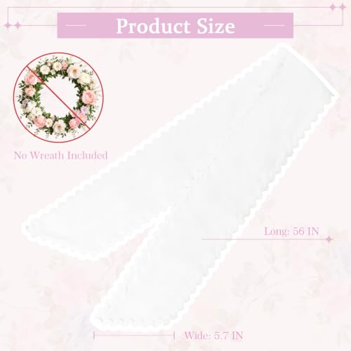 White Cotton Wreath Sash with Ric Rac Trim for Front Door Decor