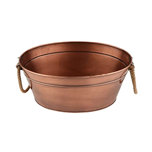 G.E.T. Copper Beverage Tub 4 Gallon Antique Copper Rope Handles Commercial