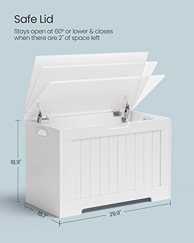 Farmhouse Storage Bench with Safety Hinges, 30-Inch Entryway Shoe Bench