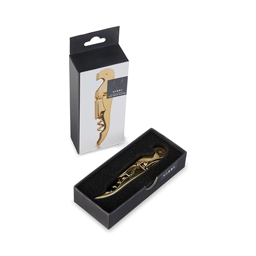Viski 24k Gold Plated Signature Double Hinged Waiter's Corkscrew - Standard