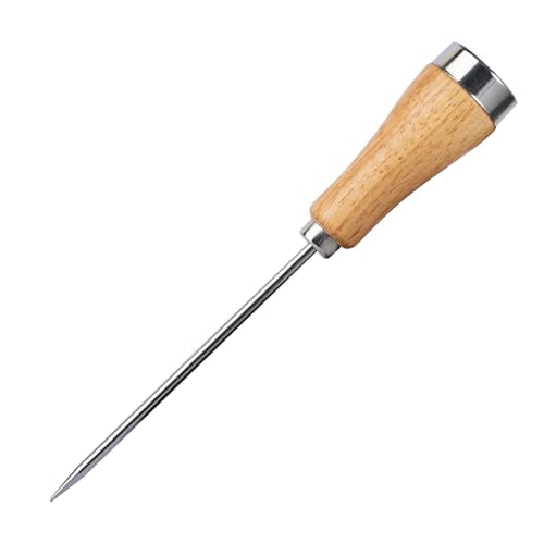 Wooden Handle Ice Pick for Bartenders, Stainless Steel Chiseling Ice Tool