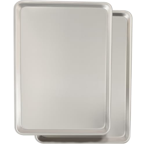 Natural Aluminum Baking Sheet Pan Set - 18x13 Inch Half Sheet (2-Pack)
