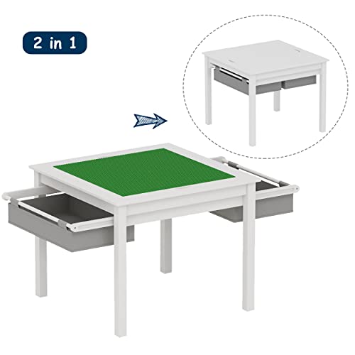 2-in-1 Kids Activity Table with Storage Drawers and Reversible Top