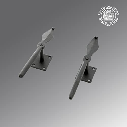 7-Inch Spoon Shaped Wrought Iron Shutter Dogs - Black Decorative Set
