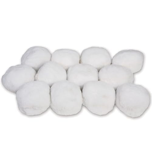 Soft Indoor Snowballs for Kids - 4 Inch White Yarn Puff Balls (Pack of 12)