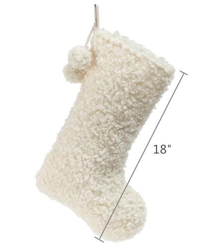 White Plush Christmas Stockings Faux Fur Large Holiday Hanging Stockings - E-FirstFeeling