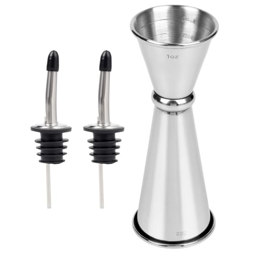 Stainless Steel Bartending Jigger Set with Pour Spouts - Precise Cocktail Measurement Tools