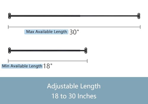 Adjustable French Door Curtain Rod, 18-30 Inch, 2 Pack, Black