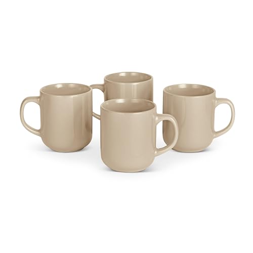 Amazon Basics Linen Gray 16 oz Stoneware Coffee Mug Set of 4 - Dishwasher & Microwave Safe