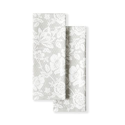 Floral Cotton Kitchen Towels - 2-Pack Dual-Purpose Absorbent Dish Towel Set