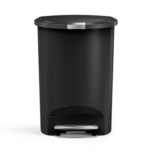 50 Liter Kitchen Step Trash Can with Secure Slide Lock and Steel Pedal