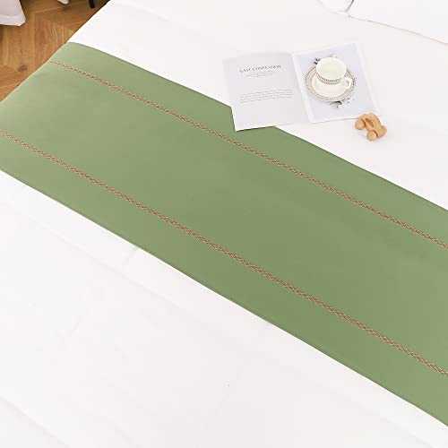 Green Bed Runner for King Size Bed - Soft Decorative Bed Scarf (260x50 cm)