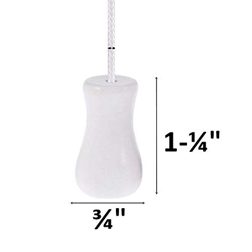 Wooden Cord Tassels for Window Blinds - White Hanging Ball Pulls, 6 Pack
