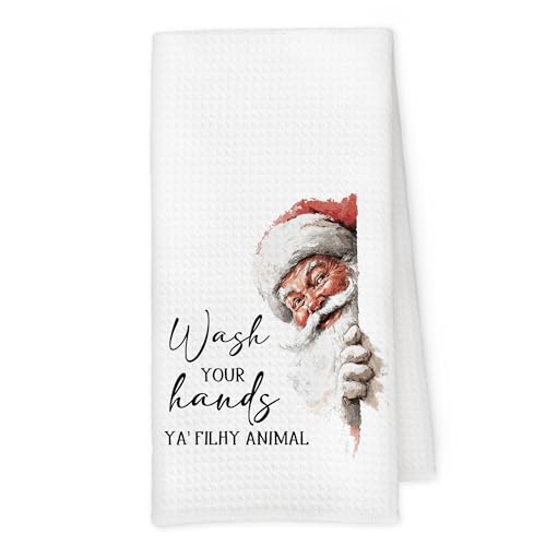 Qskjre Santa Claus Christmas Bathroom Towels - Funny Hand Towel, 16x24 Inch, Holiday Decor, Santa-1