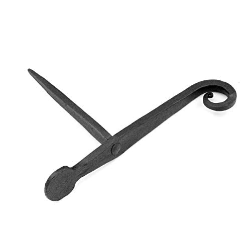 7-Inch Rat Tail Wrought Iron Shutter Dogs - Black Masonry Mount (Pair)