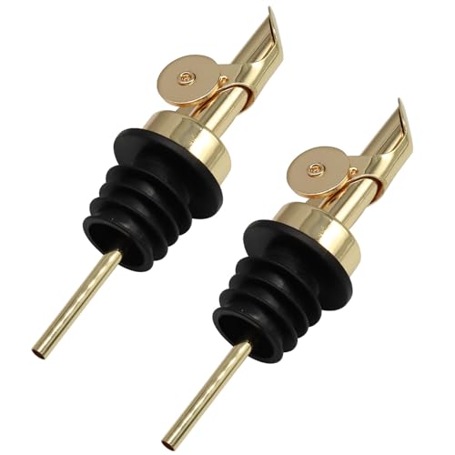 2 Pack Gold Auto Flip Pour Spouts for Bottles - Universal Fit Kitchen & Bar