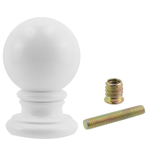 2 Pcs Solid Beech Wood Ball Finials for Bed Posts, Staircases, and Decor