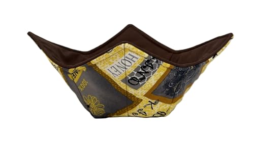 Bee Patchwork Microwave Bowl Cozy - 100% Cotton Insulated Soup Bowl Holder